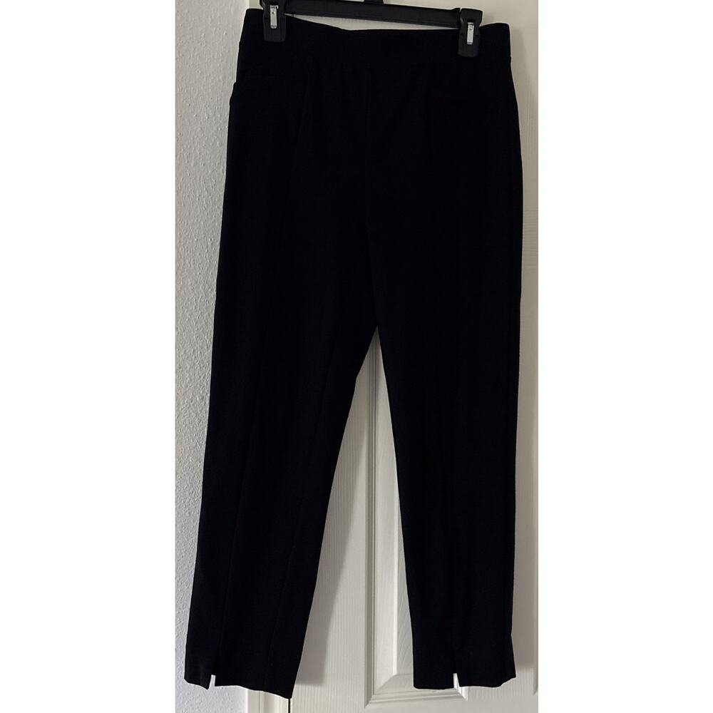 Wynne Layers Cotton Rayon 2-way Stretch Black Pull On Pants Size Small Slits QVC
